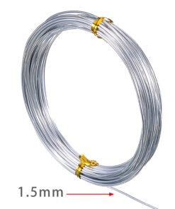 Alternative view of TecUnite 65.6 Feet Silver Aluminum Craft Wire, Soft and Flexible Metal Armature Wire for DIY Manual Arts and Crafts (1.5 mm) 1.5 mm