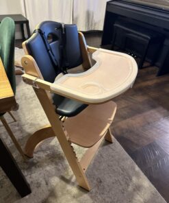 Abiie Beyond Junior Wooden High Chair with Tray. The Perfect Adjustable Baby Highchair Solution for Your Babies and Toddlers or as a Dining Chair. 6 Months up to 250 Lb. Natural Wood/Black Cushion 1 Count (Pack of 1) Natural Wood - Black Cushion 25 71p9ymHaniL