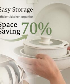 CAROTE 21pcs Pots and Pans Set, Nonstick Cookware Set Detachable Handle, Induction Kitchen Cookware Sets Non Stick with Removable Handle, RV Cookware Set, Oven Safe Cookware Set Cream White 21 pcs Granite Set 15 71pCAp8BSUL