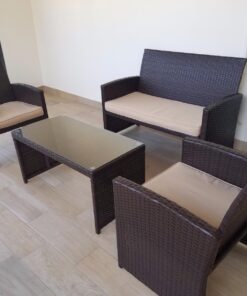 Best Choice Products 4-Piece Outdoor Wicker Patio Conversation Furniture Set for Backyard, Deck, Poolside w/Coffee Table, Seat Cushions - Brown Wicker/Beige Cushions Brown/Beige 42 71pCKSguGXL