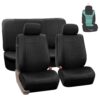 FH-PU002-1114 Classic Exquisite Leather Car Seat Covers, Airbag compatible and Split Bench, Solid Black color 58 71pCMM43tJL