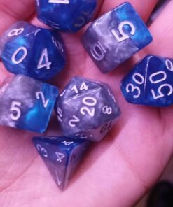 Gate Keeper Games The Heir Halfsies Dice - 7 Die Polyhedral RPG Gaming Dice Set - Power Teal & Castle Stone 9 71pCNe8JBfL