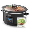 KOOC 8.5-Quart Programmable Slow Cooker, Larger than 8 Quart, More Practical than 10 Quart, with Digital Countdown Timer, Free Liners Included for Easy Clean-up, Upgraded Ceramic pot, Adjustable Temp, Nutrient Loss Reduction, Black, Oval… 8.5 Quart 47 71pCWDiqnL