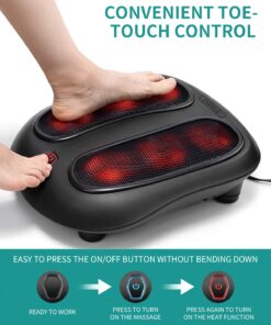 Nekteck Foot Massager with Heat, Shiatsu Heated Electric Kneading Foot Massager Machine for Plantar Fasciitis, Built-in Infrared Heat Function and Power Cord (Black) Black 22 71pCx4oaj0L