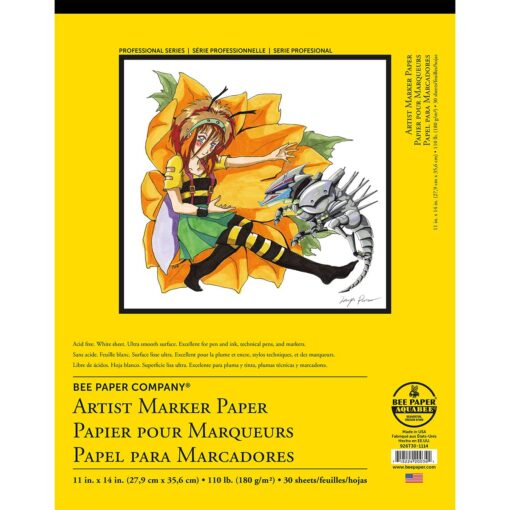 Bee Paper Bleedproof Marker Pad, 11-Inch by 14-Inch 11-inch x 14-inch, 30 Sheet Tape Bound Pad