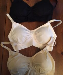 HOFISH 3PACK Full Bust Seamless Nursing Maternity Bras Bralette S-XXL with Extra Bra Extenders & Clips Medium Blackbeigepink 58 71pEICJiRvL