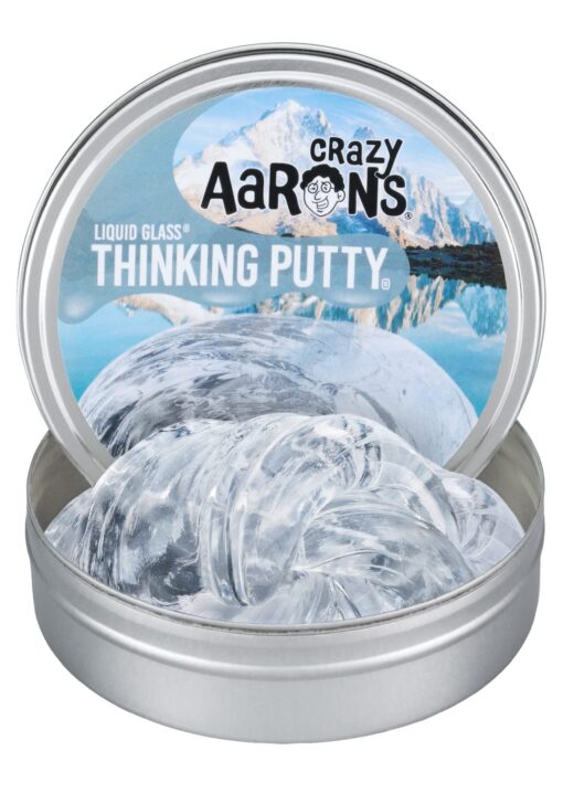 Crazy Aaron's Liquid Glass Thinking Putty 4 Inch Tin (3.2 oz) - See-Through Putty, Soft Texture - Never Dries Out