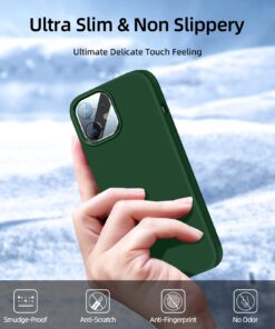 JTWIE [5 in 1 for iPhone 12 Phone Case/iPhone 12 Pro Phone Case with Screen Protector and Camera Lens Protector, Liquid Silicone Phone Case for iPhone 12 Pro (Alpine Green)… Alpine Green 24 71pEtGJeJmL