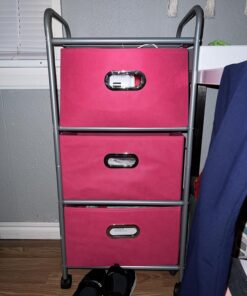 Honey-Can-Do 3 Drawer Rolling Cart - Pink CRT-02348 Pink, 11.5 in L x 16.125 in W x 35.5 in H (29.2 cm L x 41 cm W x 90.2 cm H) 16 71pFqjdmB0L