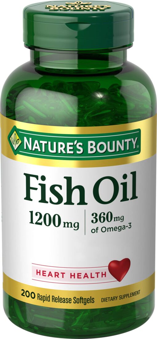 Nature's Bounty Fish Oil, Supports Heart Health, 1200 Mg, Rapid Release Softgels, 200 Ct