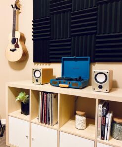 A2S 24 Pack 2-Inch Acoustic Panels w/Adhesive Stickers - Fireproof - SGS Certified - Sound Proof Foam Panels - Non Toxic - Top Quality - Ideal for Home & Studio Sound Deadening - High Density Black 24 pack 57 71pGAVAeL6L