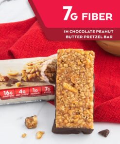 Atkins Chocolate Peanut Butter Pretzel Protein Meal Bar, High Fiber, 16g Protein, 1g Sugar, 4g Net Carbs, Meal Replacement, Keto Friendly, 5 Count 15 71pGVy8tcuL