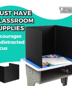 22-Pack Desk Dividers for Students - Durable & Waterproof Plastic Study Carrel Divider, Classroom Folders Teacher Supplies, Easy-to-Clean Plastic Privacy Shield Folder Boards for Student Desks, Black 22 15 71pGoehr45L