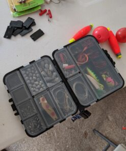 SUPERTHEO Fishing Accessories Kit with Hooks Bass Casting Sinkers Fishing Swivels Snaps Sinker Slides Fishing Line Beads Fishing Set with Tackle Box Lanyard 140pcs Swivels 19 71pIC9At6L