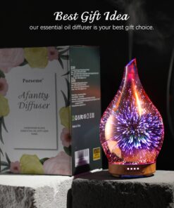 Porseme Essential Oil Diffuser 3D Firework Glass Aromatherapy Ultrasonic Humidifier Rose Gold, Auto Shut-Off, Timer Setting, BPA Free, Aroma Decoration for Home, Office, Gym, Spa, Premium Gift 100ml C2-100ml Rose Gold Afantty 20 71pIvJEXINL