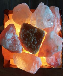 CRYSTAL DECOR Himalayan Pink Salt Lamp Basket & Dimmer Cord Bulb Flower 28 71pK0AsgeEL