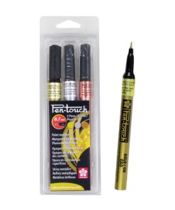 SAKURA Pen-Touch Paint Markers - Permanent Marker Pen - Assorted Metallic Colors - Extra Fine Tip Size - 3 Pack Extra Fine 3-Pc Set Pentouch