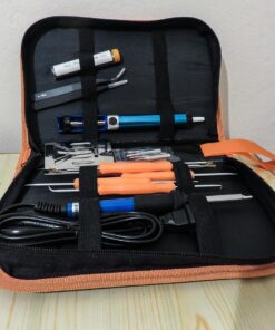 Sywon Full Set 60W 110V Electric Soldering Iron Kit with Adjustable Temperature Welding Iron, 5pcs Tips, Desoldering Pump, 2pcs Tweezers, Tin Wire Tube, Stand and 6pcs Aid Tools in PU Carry Bag 40 71pKkVg6IL