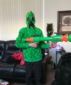 JINX Minecraft Big Boys' Creeper Zip-Up Costume Hoodie, with Mask X-Large Green 18 71pKp00z0L