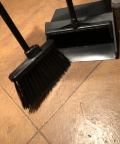 Carlisle FoodService Products Duo-Pan Upright Dust Pan and Broom Broom Set with Clip for Floor Cleaning, Restaurants, Office, And Janitorial Use, Plastic, 36 Inches, Black 36 Inches (Pack of 1) 42 71pKtgQWD9L