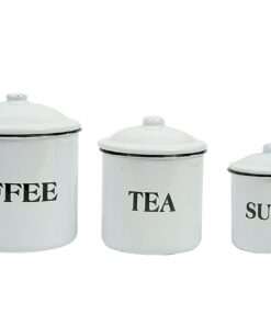 Creative Co-Op Metal Containers with Lids, Coffee, Tea, Sugar (Set of 3 Sizes/Designs) White 24 71pL3Z4dIfL