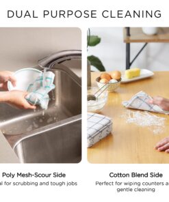 DII Scrubber Dishcloths Collection Windowpane Dishrag Set, 12x12, White/Nautical Blue Stripe, 6 Piece 12x12" 18 71pLWu3YpgL