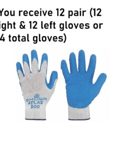 SHOWA Atlas 300 Natural Latex Palm Coated General Purpose Work Glove, Blue, Large (Pack of 12 Pair) Gloves 8 71pLl Gd90L