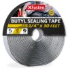 XFasten Butyl Sealing Tape, Black, 1/8-In x 3/4-In x 30-Foot Plumbers Putty Tape, RV Sealant Tape, Butyl Rubber for Boat Sealing, EDPM Butyl Tape RV 1/8" x 3/4" x 30', Single Pack