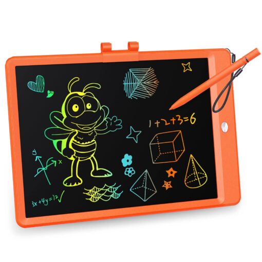 KOKODI LCD Writing Tablet, 10 Inch Colorful Toddler Doodle Board Drawing Tablet, Erasable Reusable Electronic Drawing Pads, Educational and Learning Toy for 3-6 Years Old Boy and Girls Orange 10in