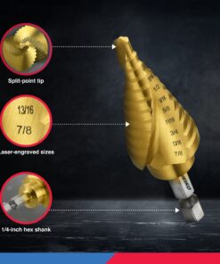 Neiko - 43219-22909 10181A Quick Change HSS Titanium Coated Spiral Grooved Step Drill Bit 3-Piece Set | 31 Step Sizes in One Kit 11 71pNrV6cDDL
