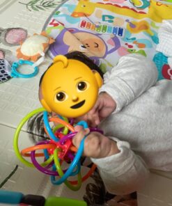 Manhattan Toy Winkel Rattle & Sensory Teether Toy, Blue/Green/Orange, 5 Inch x 4 Inch x 3.5 Inch 24 71pOaMnudL