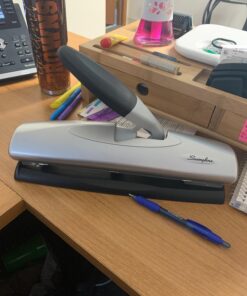 Swingline Desktop Hole Punch, 2-7 Holes Adjustable, 20 Sheet Capacity, Light Touch Low Effort Paper Punch, Black/Silver (74030) 1 Each Staples 15 71pPMddcwnL