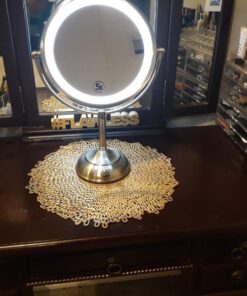 VESAUR 10" Extra Large and 17" Tall Lighted Makeup Mirror, 1X/5X Magnifying Vanity Mirror with 3 Colors Dimmable, 52 Premium LED Lights, 360° Rotation Table Mirror 2 Power Supply, Pearl Nickel XX-Large 57 71pPWwwPtUL