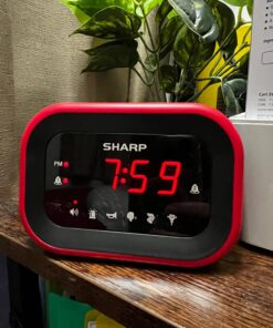 SHARP Big Bang Super Loud Alarm Clock for Heavy Sleepers, 6 Extremely Loud Wake Up Sounds: Rooster, Bugle, Nagging Mom, Jackhammer, Siren, Beep – Up to 115db Volume, Red/Black with Red LED Display 27 71pQAzDanDL