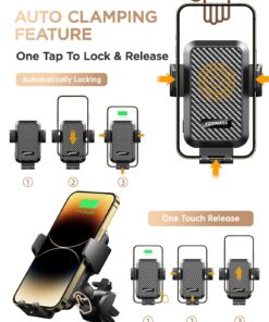 Wireless Car Charger, JOYMASS 15W Fast Charging Auto Clamping Car Charger Cell Phone Holder Mount Vent for iPhone 15 14 13 12 Mini Pro Max 11 XR XS X, Samsung Galaxy S23 Ultra S22 S21+ Note 20, etc BLACK 21 71pQWkhsFcL