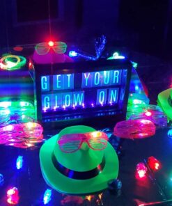 12 Piece Slotted & Shutter Shades Light Up Unisex Flashing Glasses for Adults & Children (5 Assorted Colors: White, Purple, Green, Blue, & Pink)- with Push On/Off Button for All Occasions 16 71pQZpZttDL