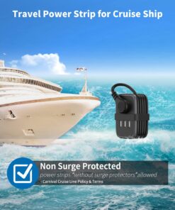 NTONPOWER Travel Power Strip with USB Ports, Portable Small Power Strip with 3FT Wrapped Flat Plug Extension Cord, 2 Outlets 3 USB Ports, Non Surge Protector for Cruise Ship Hotel Black 2 Outlets 3 USB-A 1 Pack 45 71pQpLvjzaL