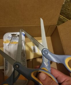Westcott 13901 8-Inch Titanium Scissors For Office and Home, Yellow/Gray, 2 Pack 49 71pRLYAADFL
