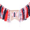Baseball Banner for 1 St Birthday - First Birthday Decorations for Baseball Rag Tie Fabric Garland, Photo Booth Props Red White Blue, Birthday Souvenir and Gifts for Boy 13 71pRPPy9bFL