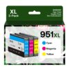 951XL Ink Cartridges Compatible Replacement for HP 951XL Ink Cartridges Combo Pack High Yield use with OfficeJet Pro 8610 8600 8615 8620 8625 276dw 251dw (1 Cyan, 1 Magenta, 1 Yellow, 3 Pack) 21 71pRaqeCNJL