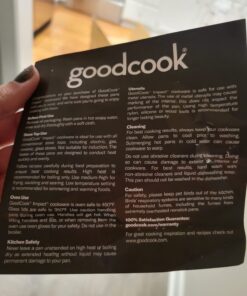 GoodCook 12-Piece Micro-Divot Nonstick Aluminum Cookware Set with Pans, Dutch Oven, Spoon and Turner, Black (6184) 12 piece set 35 71pS0j4LACL