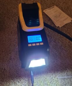 VacLife AC/DC 2-in-1 Tire Inflator - Portable Air Compressor, Pump for Car Tires (up to 50 PSI), Electric Bike 150 PSI) w/Auto Shut-Off Function, Model: ATJ-1666, Yellow (VL708) 53 71pSFQLQkL