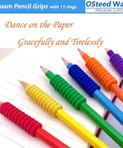 OSteed 50 Pcs Foam Pencil Grips of 11 Rings for Kids and Adults Handwriting, 10 Colors Pencil Holder Grippers for Relieving Fingers, Mechanical Pencil Holder Cushion 12 71pSK7ILWCL