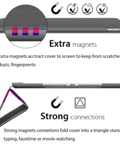 iPad Air 2 Case, ROARTZ Gray Slim Fit Smart Rubber Coated Folio Case Hard Shell Cover Light-Weight Auto Wake/Sleep for Apple iPad Air 2nd Generation A1566/A1567 Retina Display 9 71pSPSwlYHL