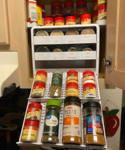 YouCopia SpiceStack Adjustable Spice Rack Organizer, Pull-Down 24-Bottle Seasonings and Spices Holder for Kitchen Cabinet and Pantry Organization with 104 Included Labels White 31 71pTQcjRMpL