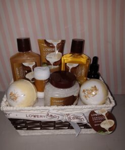 Bath and Body Gift Basket For Women and Men – 9 Piece Set of Vanilla Coconut Home Spa Set, Includes Fragrant Lotions, Extra Large Bath Bombs, Coconut Oil, Luxurious Bath Towel & More 56 71pThlz2P0L