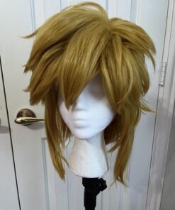 Linfairy Short Blonde Wig Halloween Cosplay Wig For Men Braid with 2 Elf Ear 41 71pVKnLK1AL