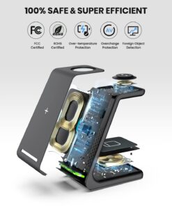 Wireless Charging Stand, GEEKERA 3 in 1 Wireless Charger Dock Station for iPhone 15 14 13 12 11 Pro Max Plus XR XS 8 Plus, Apple Watch Ultra/9/SE/8/7/6/5/4/3/2, AirPods Pro/3 Black 23 71pWgRpzn9L