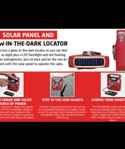 Eton - American Red Cross FRX3+ Emergency NOAA Weather Radio, Red, Digital Display, Hand Turbine, Solar Power, Red LED Flashing Beacon, 7 NOAA/Environment Canada Weather Bands, Phone Charger FRX3+ 25 71pY CzJXmL