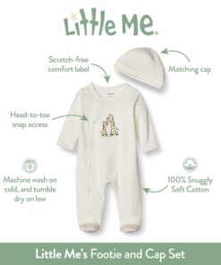 Alternative view of Little Me baby-boys Footie and Hat Newborn Blue and White